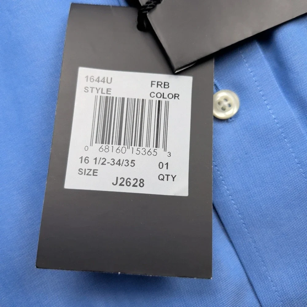 NEW Forsyth of Canada Dress Shirt Mens 16.5 34/35 Blue Wrinkle Free‎ Cotton